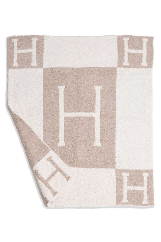 STYLED BY ALX COUTURE MIAMI BOUTIQUE Beige H Patterned Kids Blanket