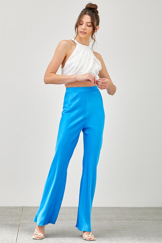 STYLED BY ALX COUTURE MIAMI BOUTIQUE River Blue Wide Leg Slim Pants