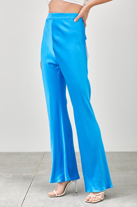 STYLED BY ALX COUTURE MIAMI BOUTIQUE River Blue Wide Leg Slim Pants