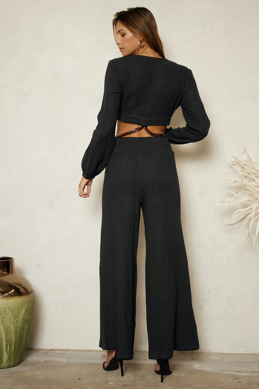 STYLED BY ALX COUTURE MIAMI BOUTIQUE Black Wide Leg Long Pants