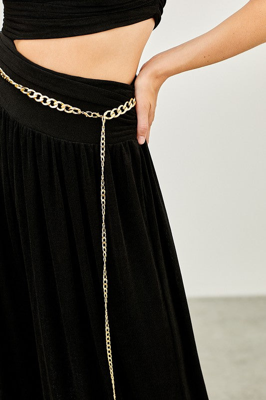 STYLED BY ALX COUTURE MIAMI BOUTIQUE Black One Shoulder Chain Detail Jumpsuit