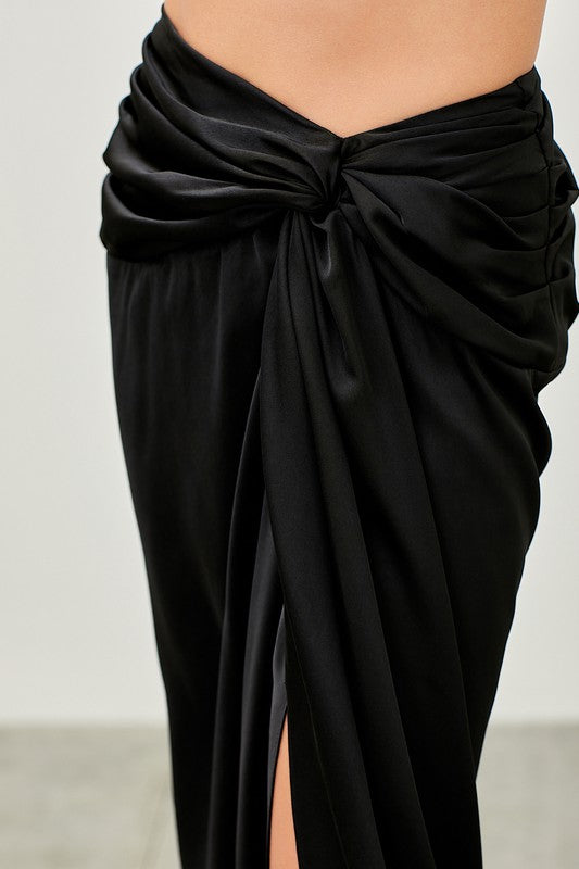 STYLED BY ALX COUTURE MIAMI BOUTIQUE Black Front Twist Wrap Skirt