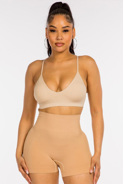 STYLED BY ALX COUTURE MIAMI BOUTIQUE Beige Tummy Control Shaper Shorts