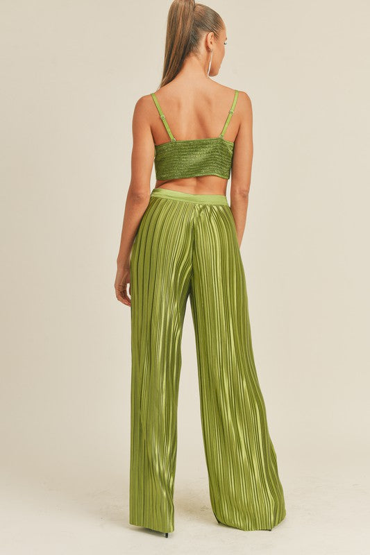 STYLED BY ALX COUTURE MIAMI BOUTIQUE Green Bustier Crop Top Pants Set