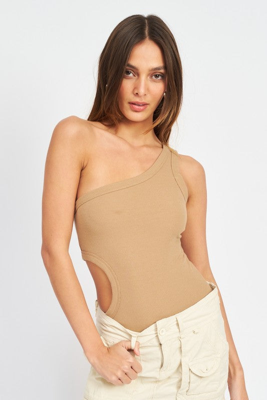 STYLED BY ALX COUTURE MIAMI BOUTIQUE Latte Off Sleeve Side Cutout Bodysuit