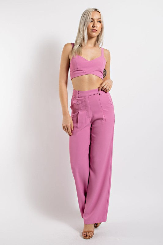 STYLED BY ALX COUTURE MIAMI BOUTIQUE Bubble Pink Back Cutout Crop Top
