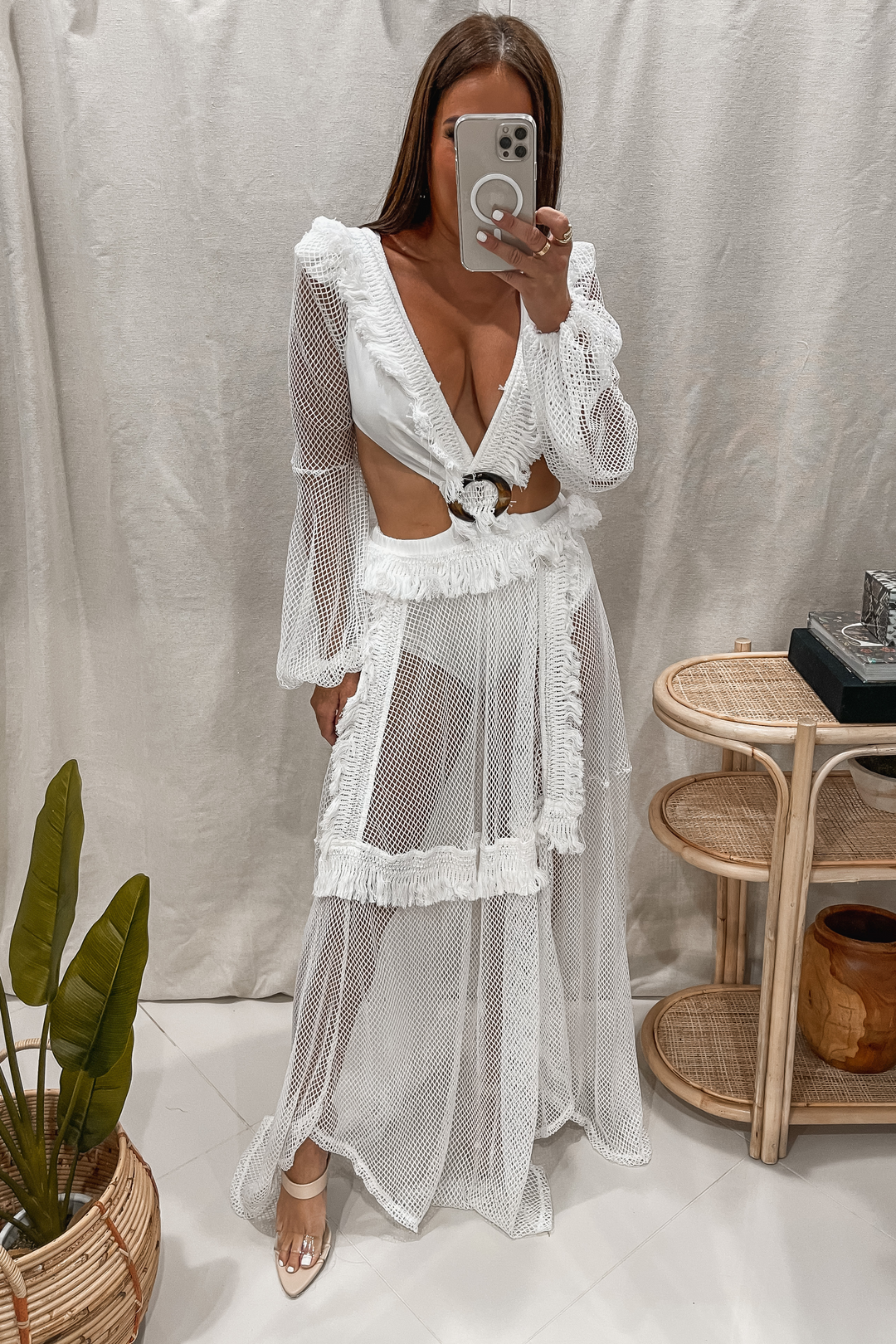 White Crochet Maxi Dress