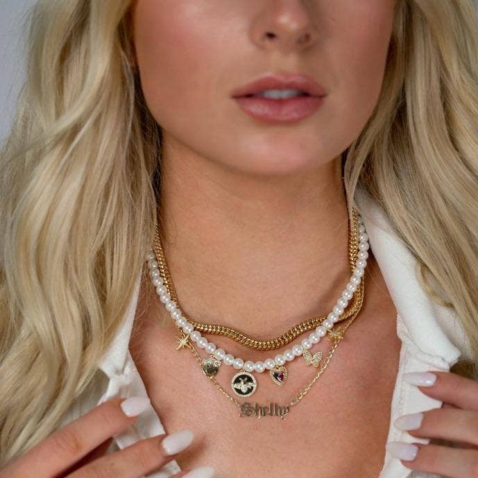 STYLED BY ALX COUTURE MIAMI BOUTIQUE NECKLACE Charming Charms On Pearls Necklace