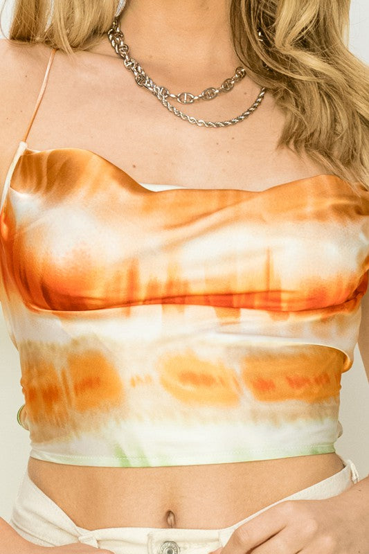 STYLED BY ALX COUTURE MIAMI BOUTIQUE Orange Tie Dye Crop Top