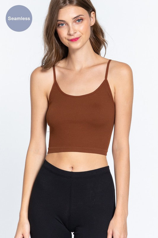 STYLED BY ALX COUTURE MIAMI BOUTIQUE Round Neck Crop Seamless Cami Top