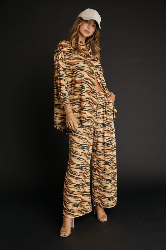 STYLED BY ALX COUTURE MIAMI BOUTIQUE Camel Leopard Printed Palazzo Pant