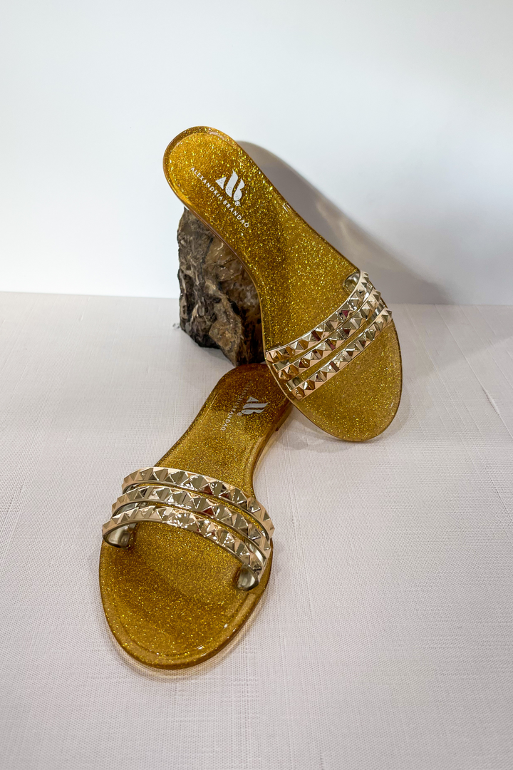 *NEW* Aria B Dark Gold Slide Sandals