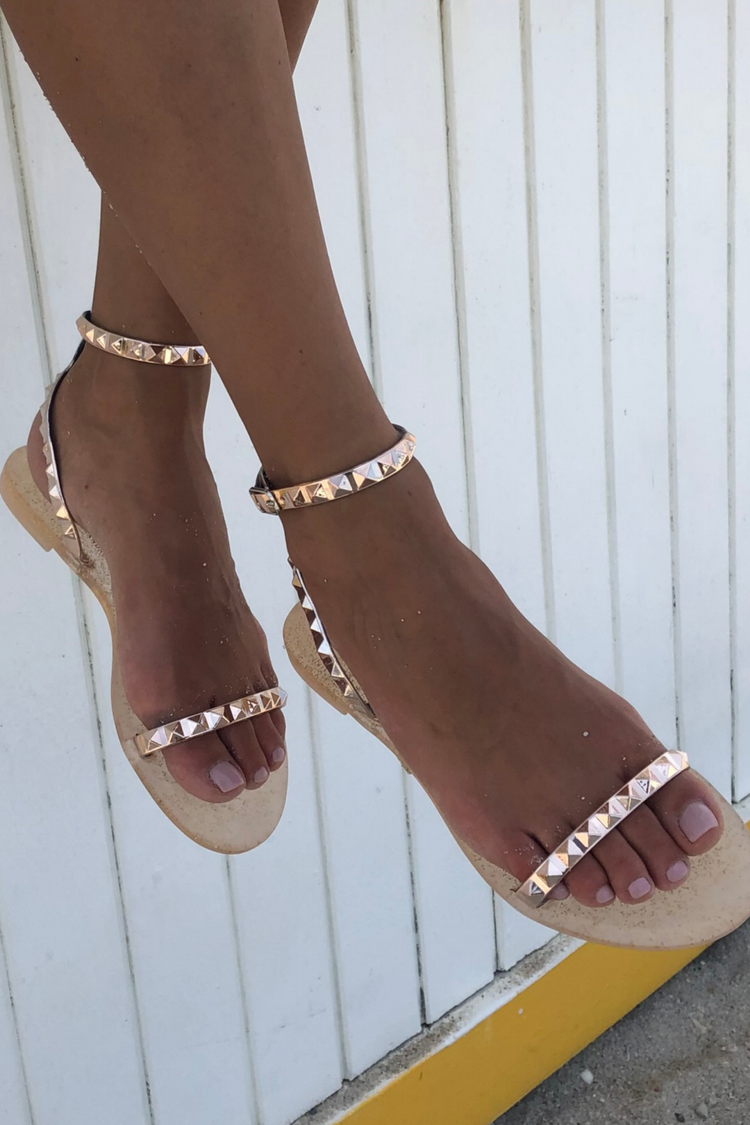 Women's Aria rose gold waterproof jelly sandals by Alexandria Brandao