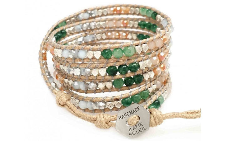 STYLED BY ALX COUTURE MIAMI BOUTIQUE BRACELET Jade Green Peach Metal Beads Bracelet