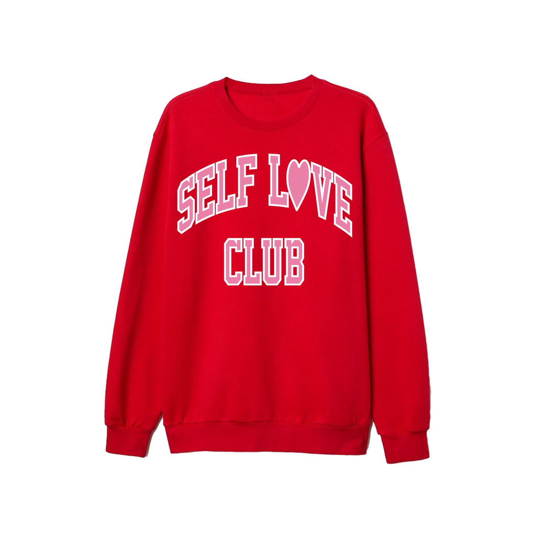 Red Crewneck Self Love Club Sweater