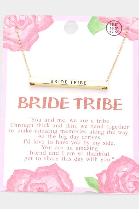 STYLED BY ALX COUTURE MIAMI BOUTIQUE Gold BRIDE TRIBE Bar Pendant Necklace