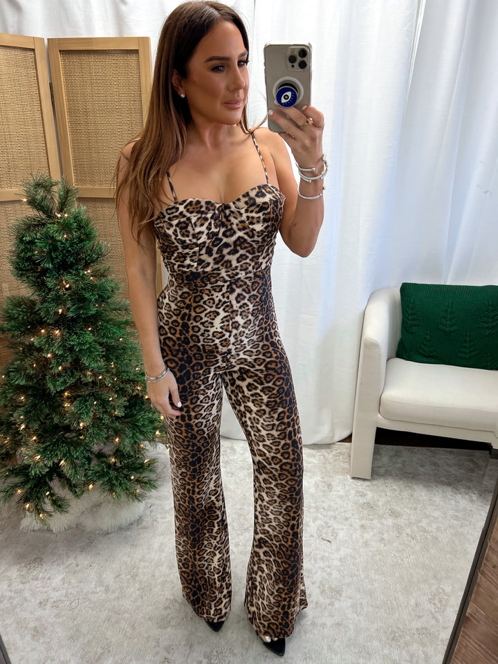 STYLED BY ALX COUTURE MIAMI BOUTIQUE Brown Leopard Print Jumpsuit