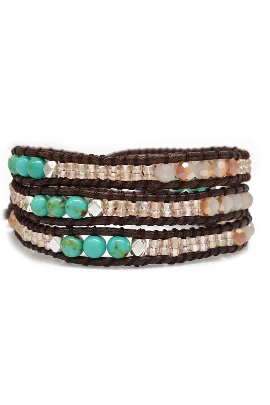 STYLED BY ALX COUTURE MIAMI BOUTIQUE BRACELET Turquoise Amber Metal Beads Bracelet