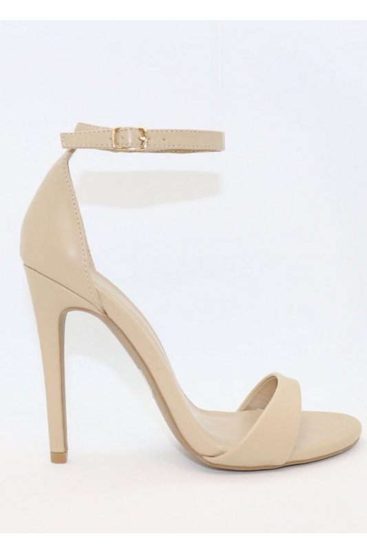 NUDE STRAPPY ALI HIGH HEEL WITH GOLD BUCKLE