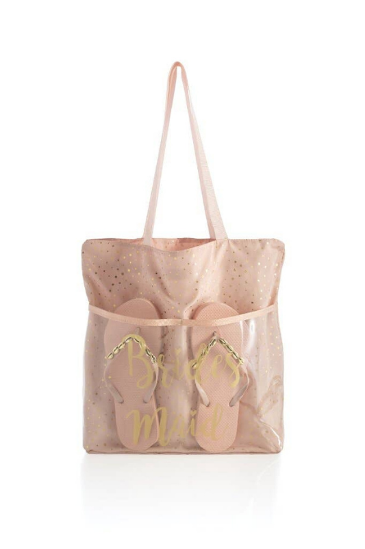 STYLED BY ALX COUTURE MIAMI BOUTIQUE TOTE BAG Blush Bridesmaid Tote And Flip-Flop Set 