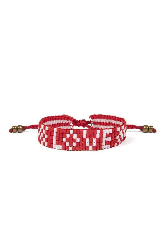 STYLED BY ALX COUTURE MIAMI BOUTIQUE BRACELET Red Kids' Seed Bead LOVE Bracelet 