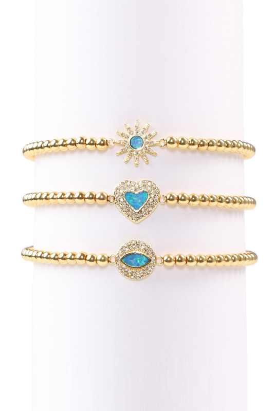 STYLED BY ALX COUTURE MIAMI BOUTIQUE BRACELET Gold Blue Opal Bracelet Set