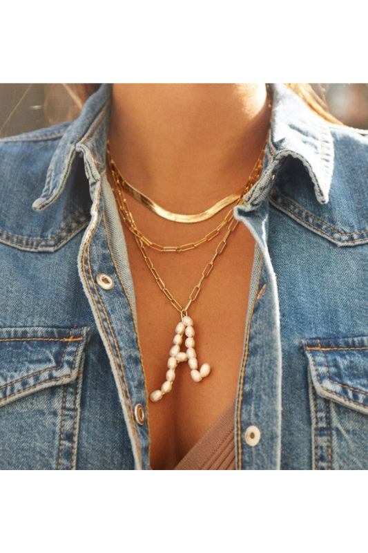 STYLED BY ALX COUTURE MIAMI BOUTIQUE Pearl Letter Necklaces