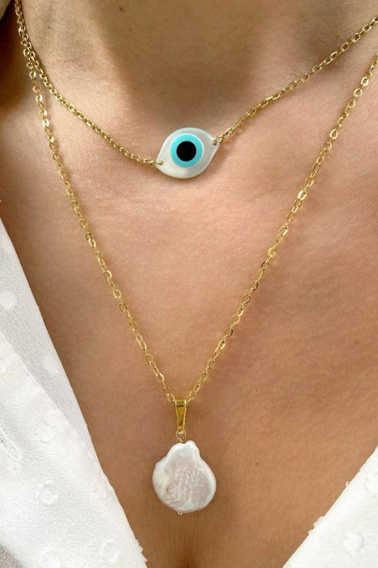 STYLED BY ALX COUTURE MIAMI BOUTIQUE Gold Layering Necklaces, Gold Layers  Evil Eye Necklace