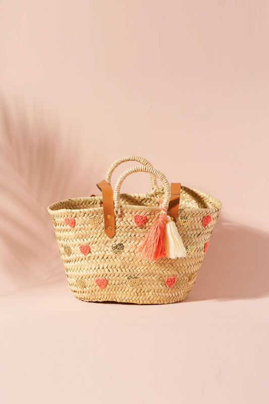 STYLED BY ALX COUTURE MIAMI BOUTIQUE HANDBAGS Coral Mi Corazon Mini Braided Basket 