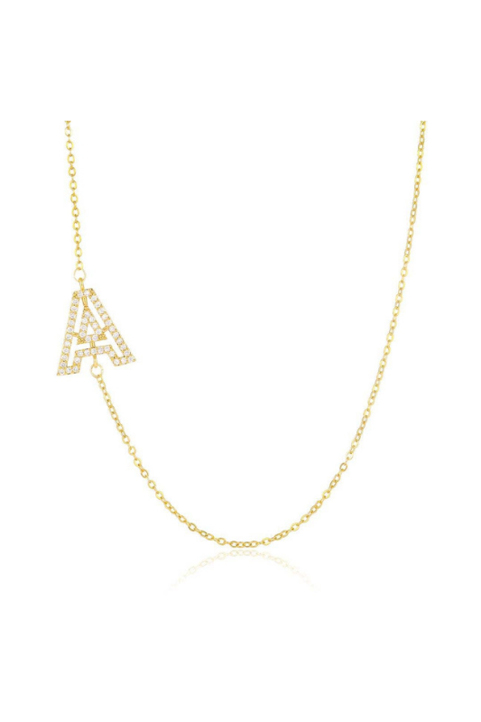 STYLED BY ALX COUTURE MIAMI BOUTIQUE NECKLACE Gold The Side Initial Necklace