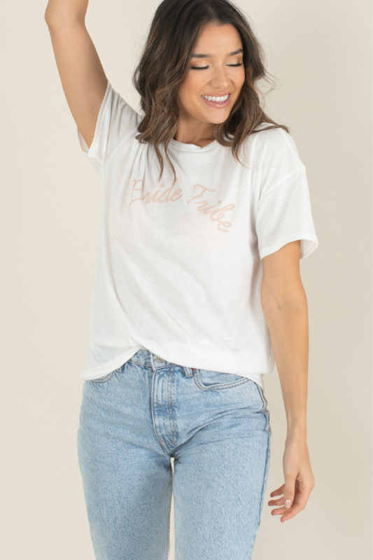 STYLED BY ALX COUTURE MIAMI BOUTIQUE WOMENS TOP Ivory Bride Tribe Graphic Tee