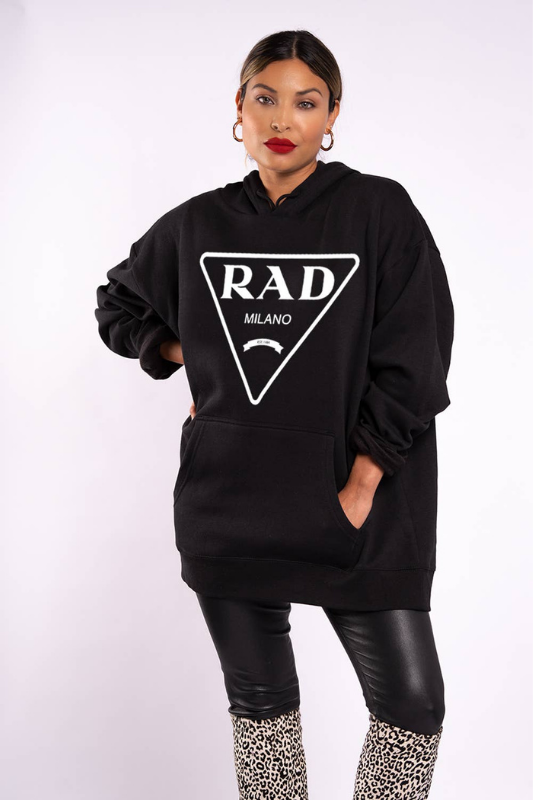 STYLED BY ALX COUTURE MIAMI BOUTIQUE WOMENS TOP BLACKBlack RAD Oversized Hoodie