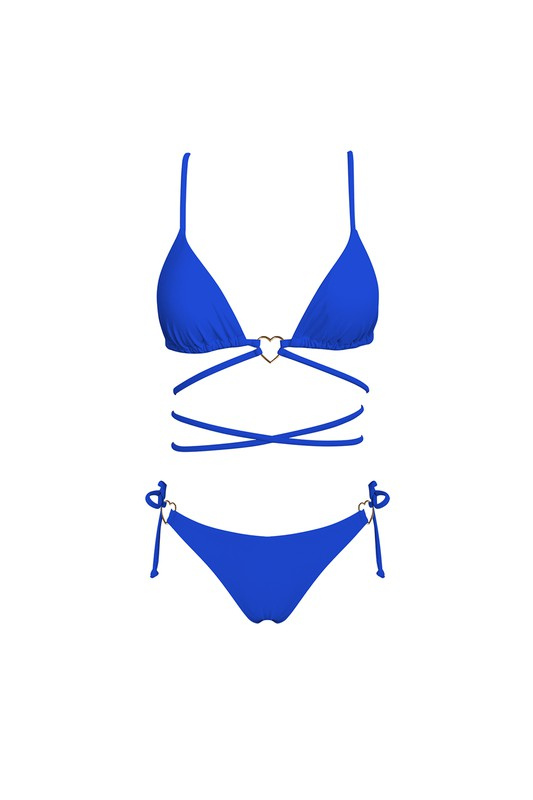 STYLED BY ALX COUTURE MIAMI BOUTIQUE WOMENS SWIMWEAR BLUE Blue Two Piece Bikini Set