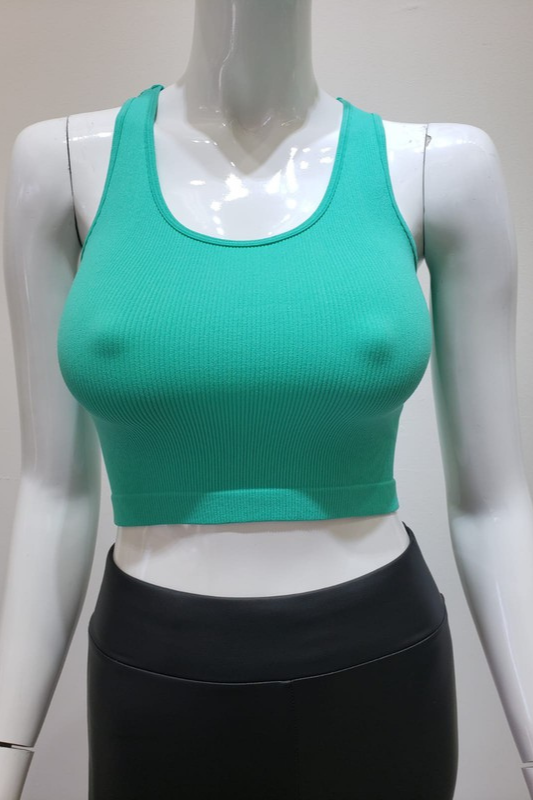 STYLED BY ALX COUTURE MIAMI BOUTIQUE WOMENS Ribbed Crop Top with Racer Back