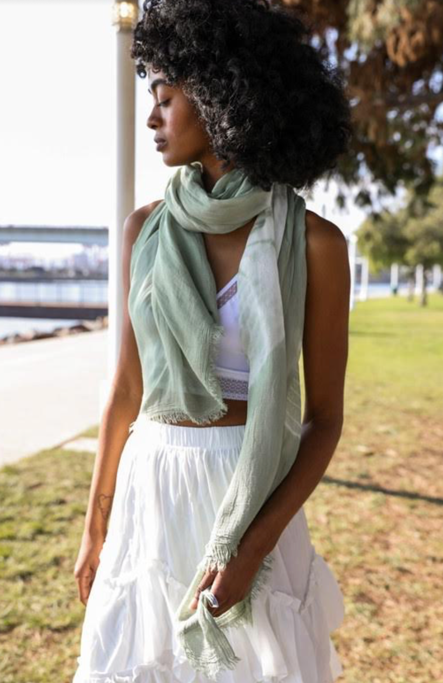 Sage Tie Dye Scarf Cover-up