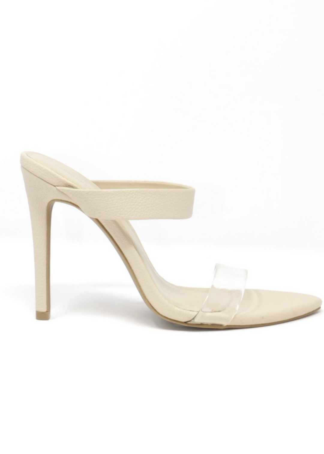 Audrey Heels with Clear Strap in Nude