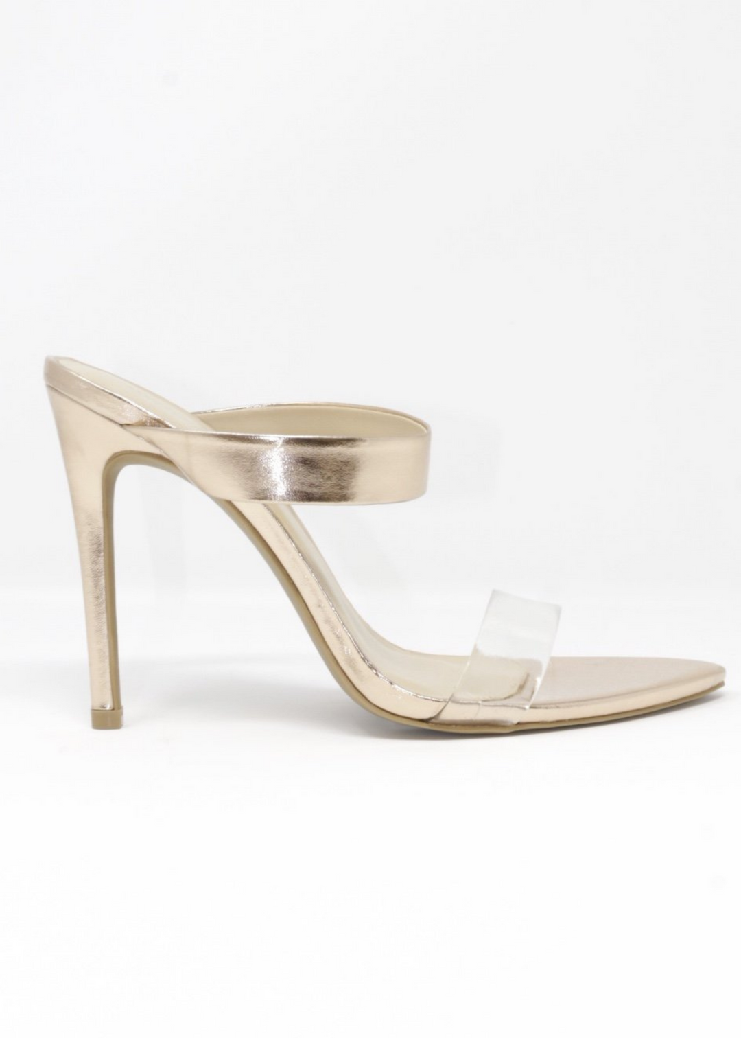 Audrey Heels with Clear Strap in RoseGold