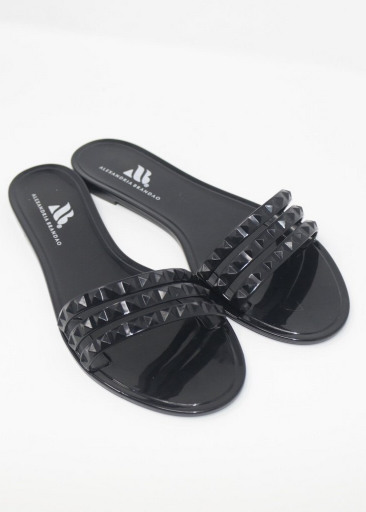 Women's Aria B black waterproof slide on jelly sandals 