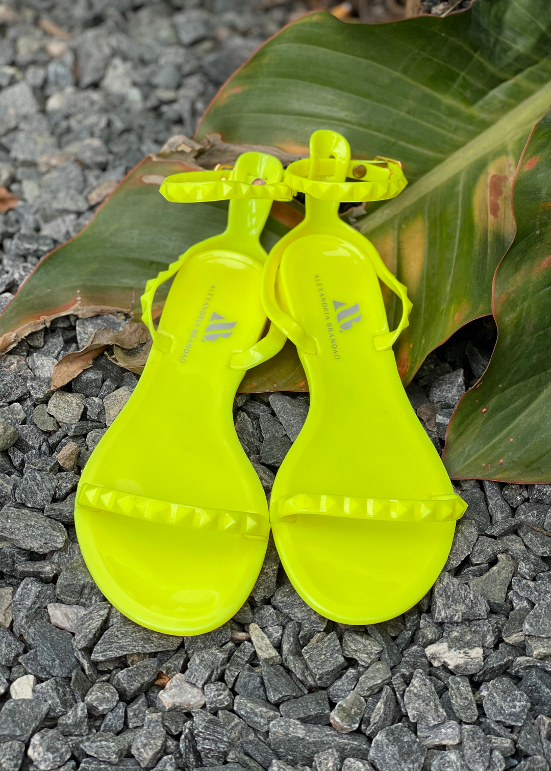Neon Yellow women's Aria sandal. Front view