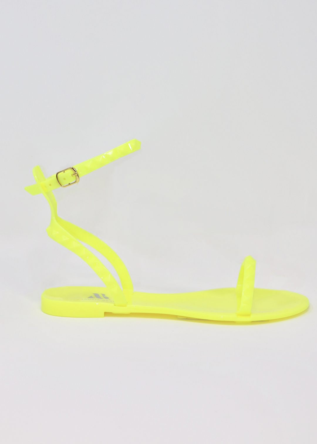 Limited Edition Aria Sandals in Neon Yellow. Side View
