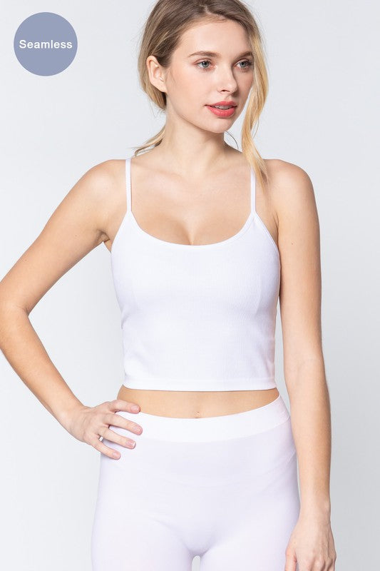 STYLED BY ALX COUTURE MIAMI BOUTIQUE Round Neck Crop Seamless Cami Top