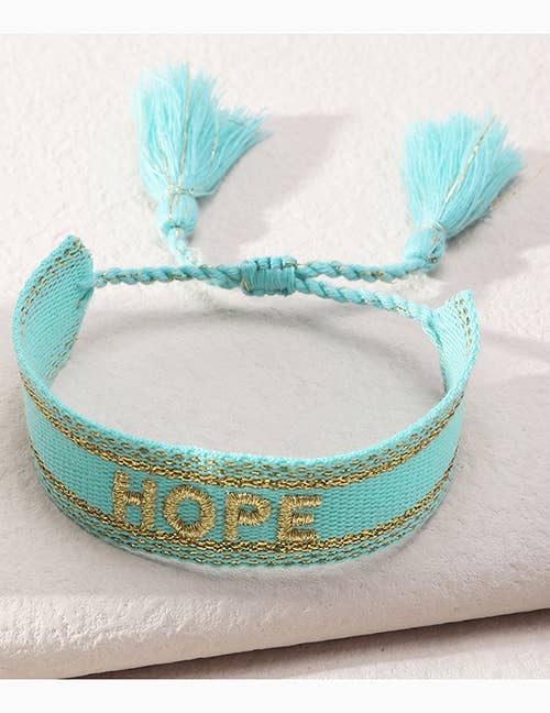 Aqua Hand stitched Hope Bracelet