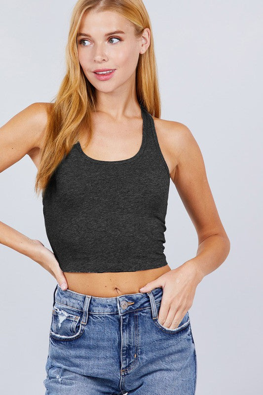 STYLED BY ALX COUTURE MIAMI BOUTIQUE Racerback Jersey Crop Tank Top