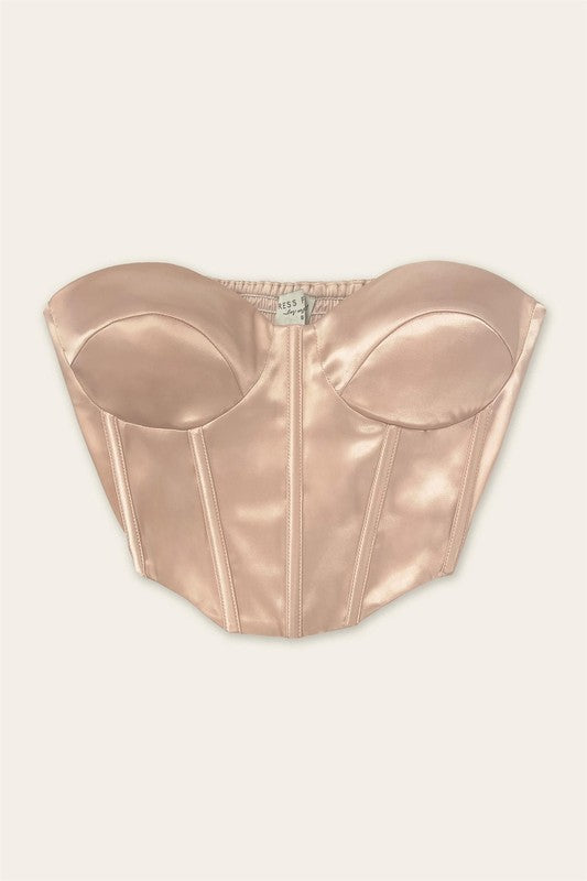 STYLED BY ALX COUTURE MIAMI BOUTIQUE Blush Satin Sweetheart Croset Top *PRE*