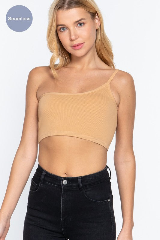 STYLED BY ALX COUTURE MIAMI BOUTIQUE One Shoulder Seamless Rib Cami Top