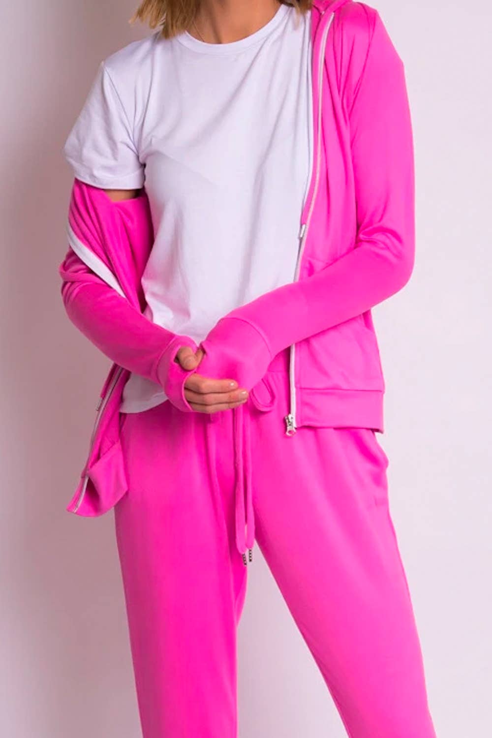 STYLED BY ALX COUTURE MIAMI BOUTIQUE WOMENS TOP PINK Pink Ain't Laurent Zip Up Hoodie