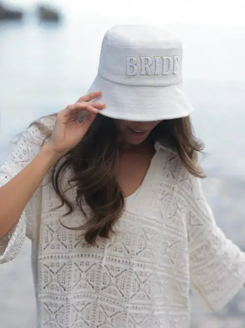 STYLED BY ALX COUTURE MIAMI BOUTIQUE Ivory Bride Bucket Hat