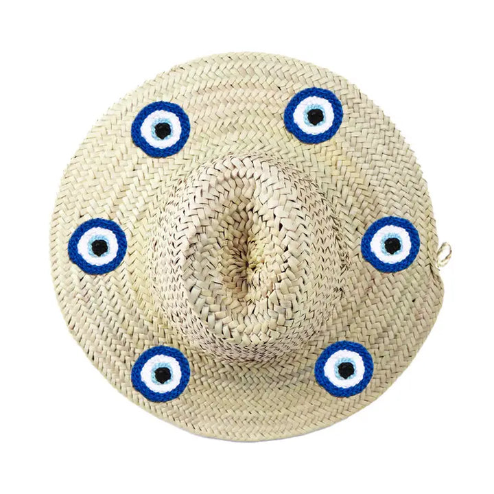 STYLED BY ALX COUTURE MIAMI BOUTIQUE Unisex Evil Eye Straw Hat Large