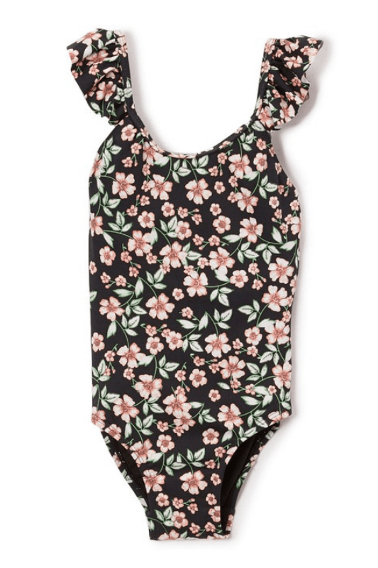 Kid's Black Floral Swimsuit - STYLED BY ALX COUTUREChildren's Apparel