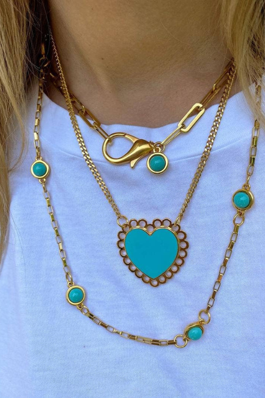STYLED BY ALX COUTURE MIAMI BOUTIQUE Clasp Turquoise Layering Necklace